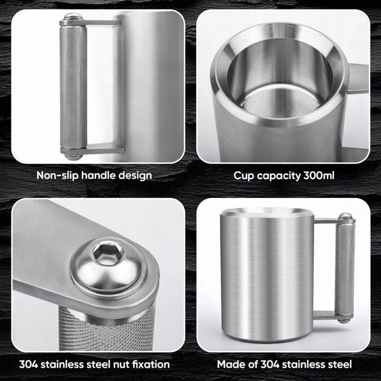 Auckpure Heavy Mug,18LB/ 8KG Stainless Steel Cup,Super Heavy Dumbbell  Fitness Sports Mug,Gym Exercise Coffee Lover Gift