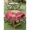 thumbnail image 4 of Outdoor Tablecloth with Umbrella Hole for Patio/Picnic/Party/Camping, Flamingo Waterproof Table Cloth Round Cover Washable, Coastal Beach Summer Tropical Hot Pink Flamingo (Dia 60"), 4 of 9