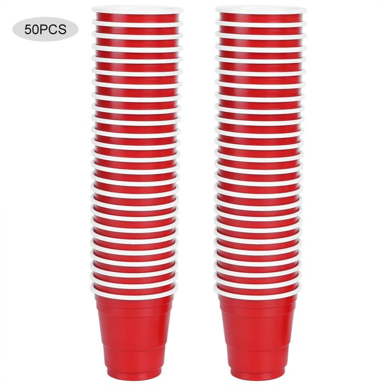 Red Plastic Party Cup Pool Party Birthday All Occasion American Disposable  16oz Tableware for All Events Parties and Games 50pcs 