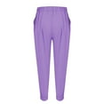 thumbnail image 5 of Uqiangy Cotton Pants Women Summer Cropped Linen Pants Women Linen Cropped Pants Women Boho Capris For Women Flowy Pants Women's Linen Wide Leg Capri Pants Linen Pants Women Plus Size Purple M, 5 of 9