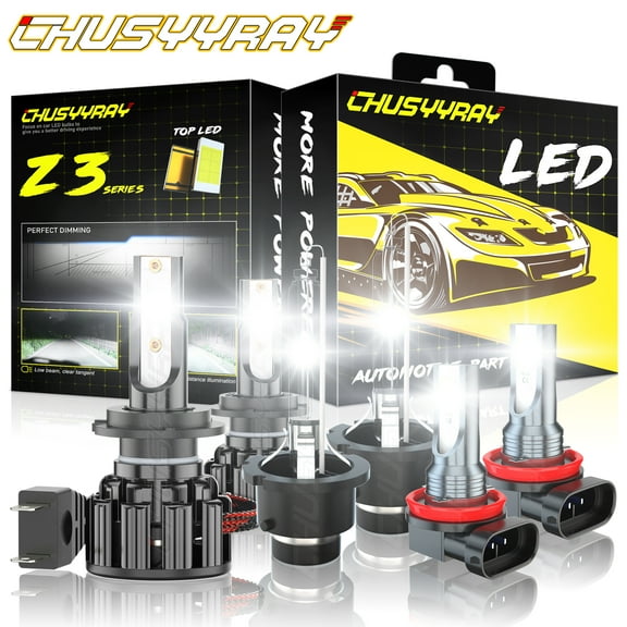 D2S/D2R/D2C H7 HID LED Headlight High Low Beam H11/H9 Fog Light Bulbs Kit White CHUSYYRAY
