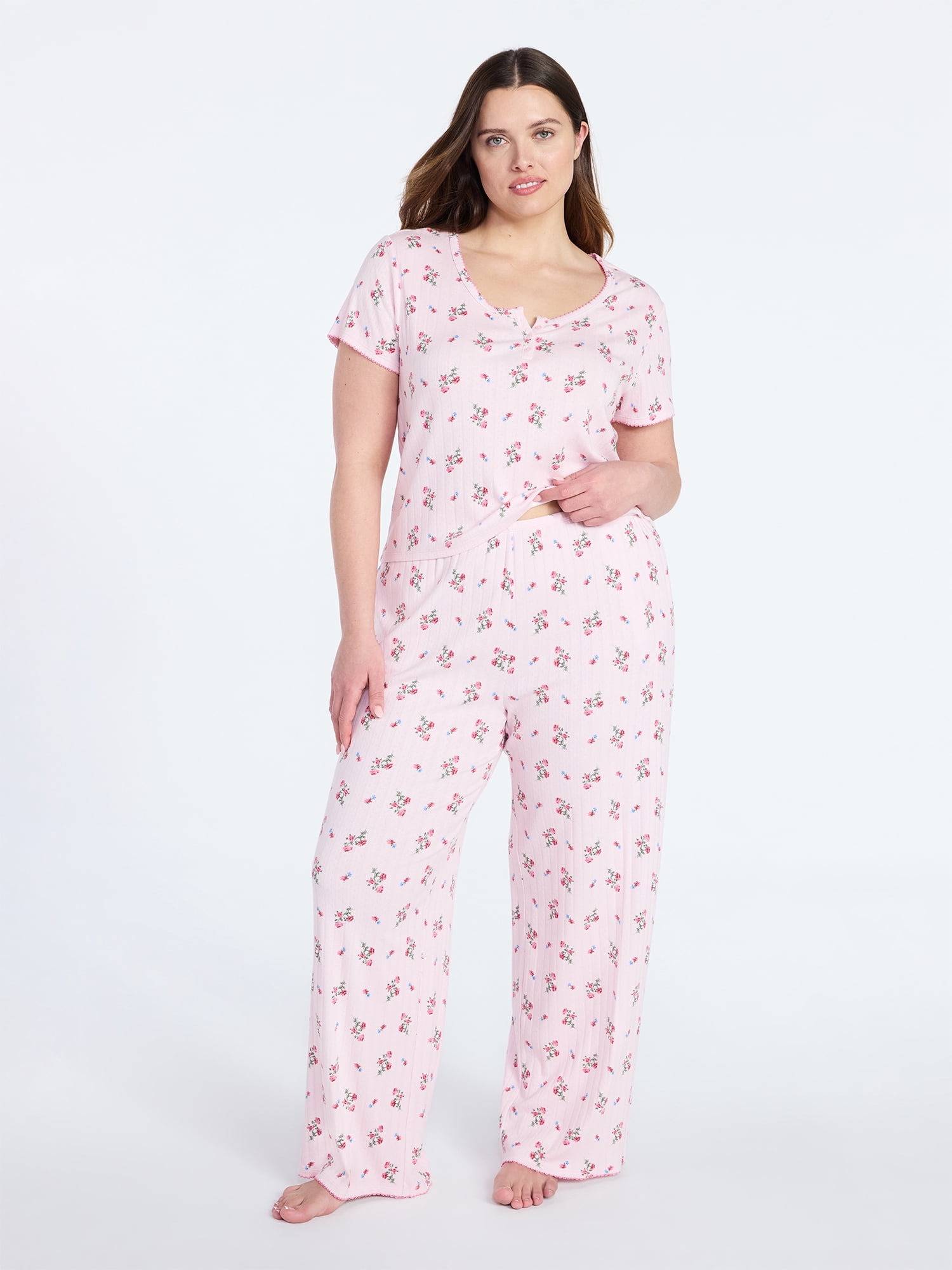 Joyspun Women’s Pointelle Knit Sleepwear Pants, 30'' Inseam, Sizes XS-3X
