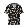 thumbnail image 4 of Uemuo Daisy Pattern Cotton Linen Short Sleeve Shirts,Casual Lightweight Button Down Shirts,Vacation Beach Summer Tops-Large, 4 of 7