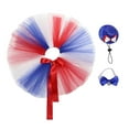 thumbnail image 2 of opvise 1 Set Pet Patriotic Costume Soft Comfortable Eye-catching Independence Day Mesh Tutu Skirt Hat Collar Set Festival Supply B, 2 of 8