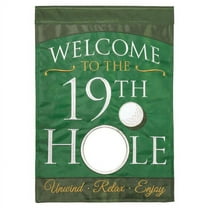 Magnolia Gardens  13 x 18 in. Double Applique Welcome 19th Hole Polyester Garden Flag