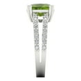 thumbnail image 3 of 3.96ct cushion cut green natural peridot 14k white gold Bridal Wedding Engagement Promise Anniversary Ring for Women size 6.5, 3 of 7
