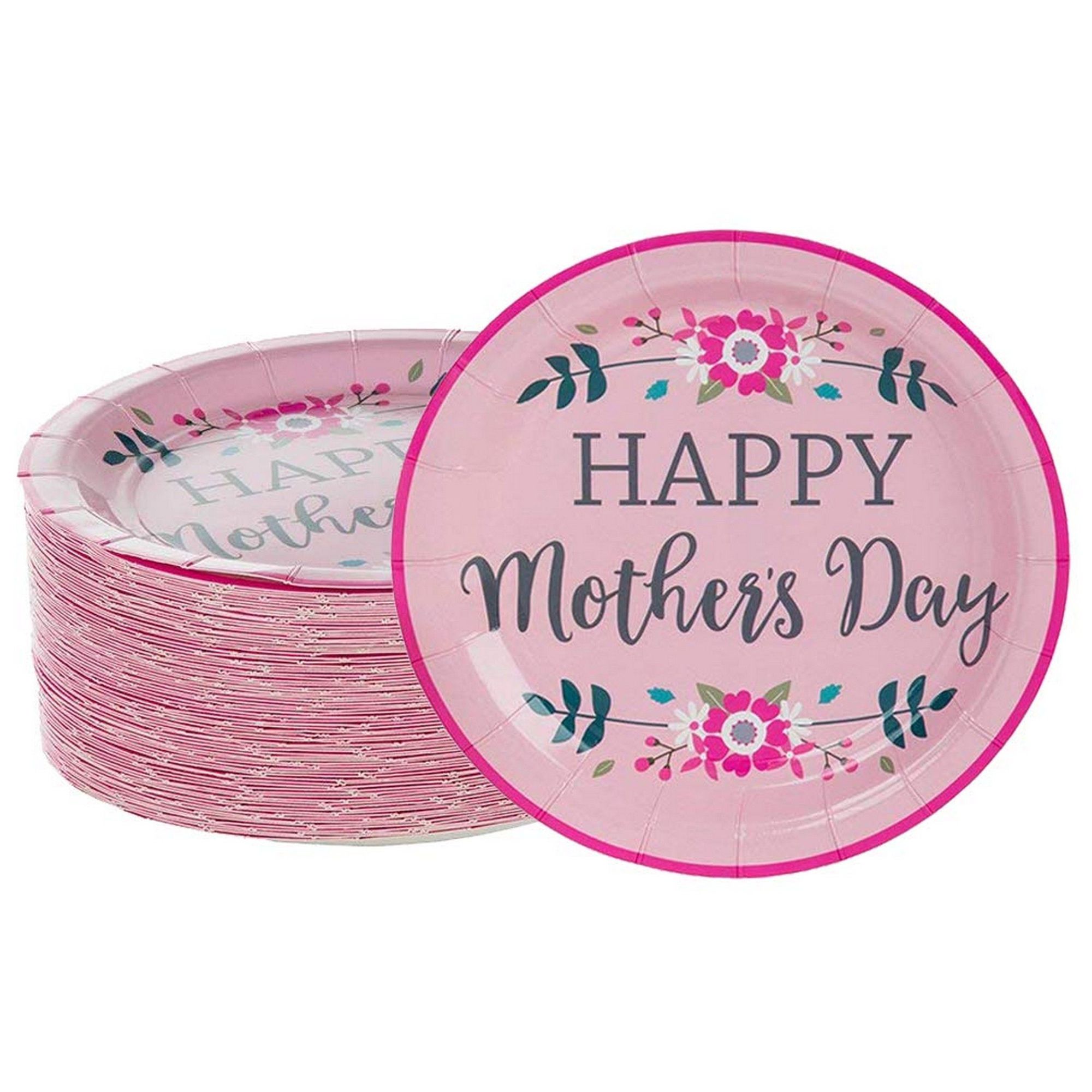 80 Packs Disposable Party Paper Plates Mother’s Day Party Supplies