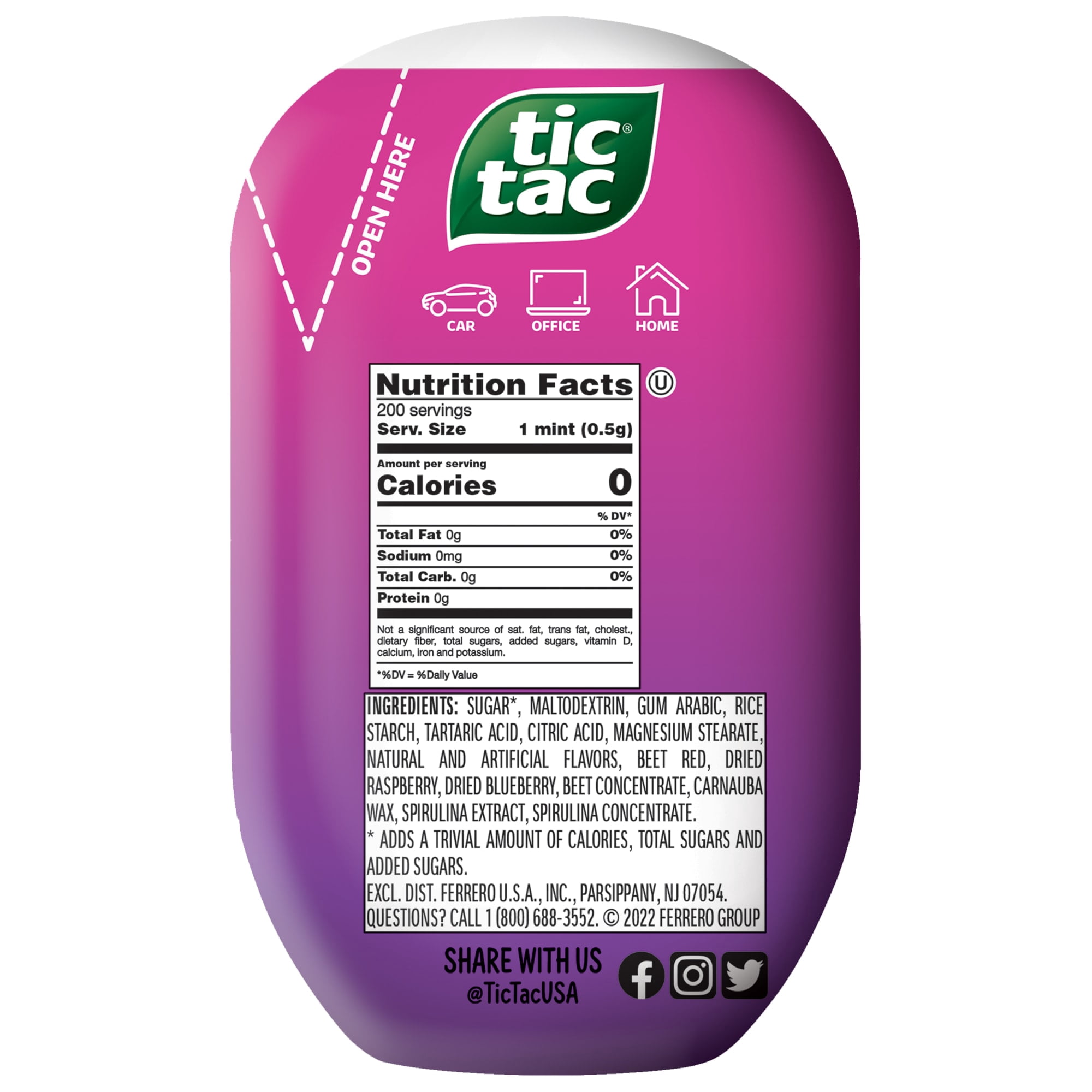 Tic Tac Fresh Breath Mints, Big Berry Adventure, Bulk Hard Candy Mints, 3.4 oz Bottle Pack