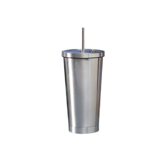 Wosthever Frasco de vacío de acero inoxidable, paja desmontable antideslizante, 500ml, reutilizable, lavable, para leche, café, agua, taza, suministros Cocina y Comedor Plata Wosthever HA073675-02B