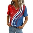 thumbnail image 2 of AHMOMEI Stars Stripes Button Down Shirt for Women Short Sleeve Blouses for Women with Pocket, 2 of 5