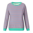 thumbnail image 4 of CLOISE Sweatshirts for Women Plus Size Striped Color Block Pullover Sweatshirts Crew Neck Long Sleeve Hoodies Shirts Green Basic Tops Fall Comfy Preppy Outfits 5XL, 4 of 5