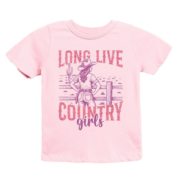 Long Live Country Girls Glitter - Youth Short Sleeve Graphic T-Shirt