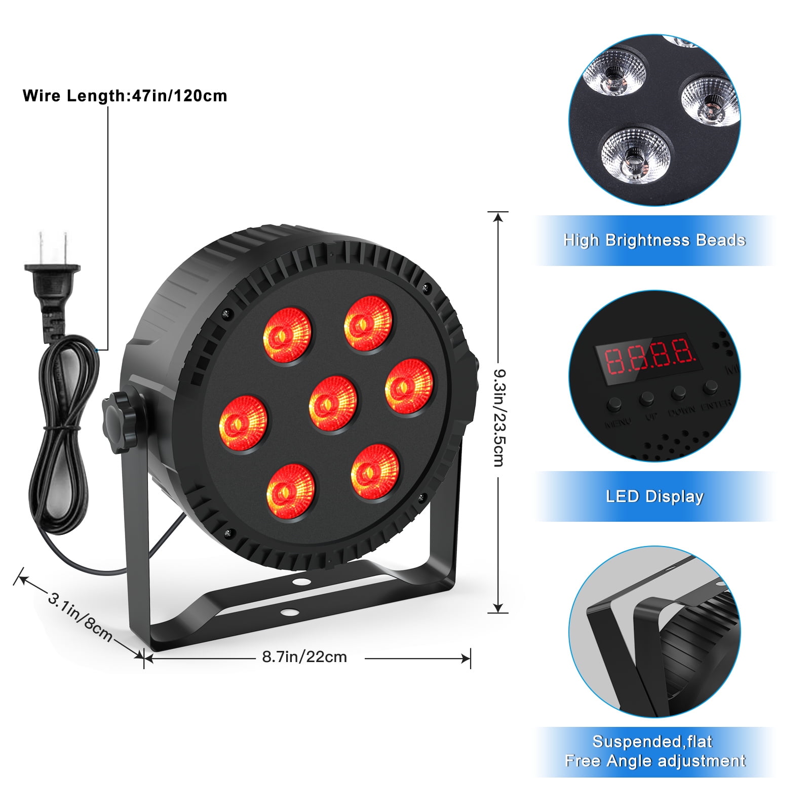 2-Pack RGBW LED Stage Lights, 7x6W Par Lights, DMX/Sound Control for Wedding, Party, DJ, Church Events