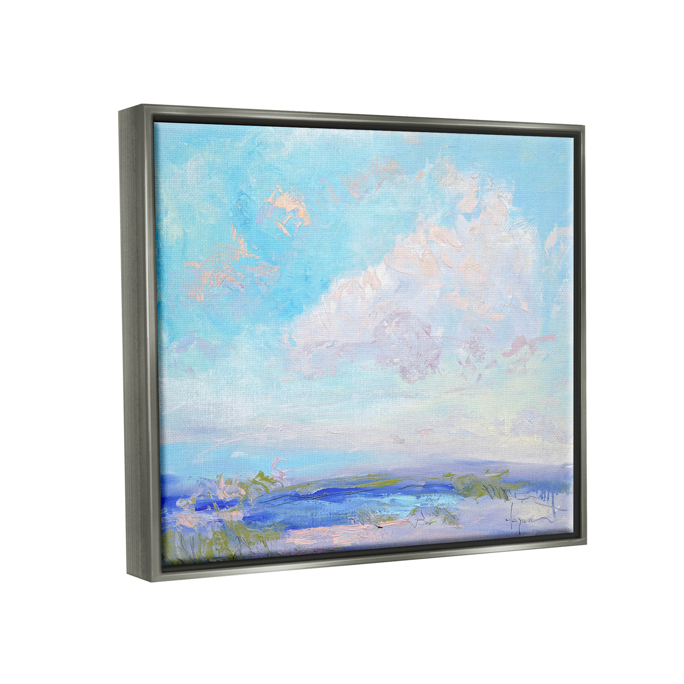 Stupell Industries Cloudy Impressionist Nature Landscape Painting Luster Gray Floating Framed Canvas Print Wall Art, Design by Dorothy Fagan