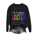 thumbnail image 2 of Jsaierl Sweatshirts Joyeuses Pâques pour Femmes Imprimé Lettre Tendance Manches Longues Pulls Décontractés Col Rond Ample, 2 of 4