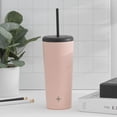 thumbnail image 2 of JoyJolt Vacuum Insulated Tumbler with Flip Lid and Straw - 24 oz - Pink, 2 of 6