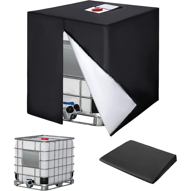 Cubierta para tanque IBC de 1000L, tapa para tanque de agua 420D, cubierta de protección para tanque Anti-UV, cubierta para tanque IBC con cremallera, 120 x 100 x 116 cm(Negro)