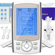 Srinea EMS Unit Rechargeable Muscle Stimulator 24 Modes, Dual Channel TENS Unit, Electric Pulse Massager for Pain Relief/Management & Muscle Strength with 4 Pcs Electrodes Pads