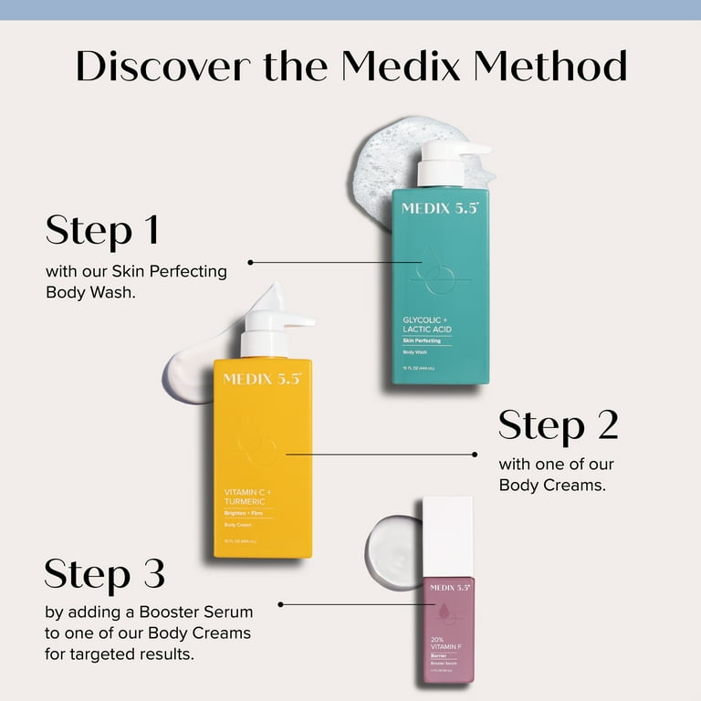 Medix 5.5 Vitamin C Brightening Body Cream + Vitamin F Serum 2pk