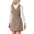 thumbnail image 3 of INSPIRE CHIC Women's Overall Houndstooth Pinafore Sleeveless Suspender Dress L Brown Check, 3 of 6