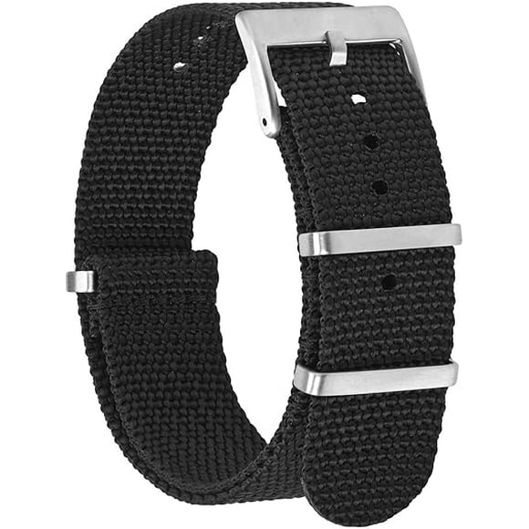 Nylon Watch Straps for Men, One-Piece Military Watch Bands,22mm.black