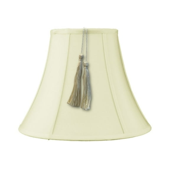 7x14x11 Bell Tassel Lampshade, Eggshell Shantung Fabric
