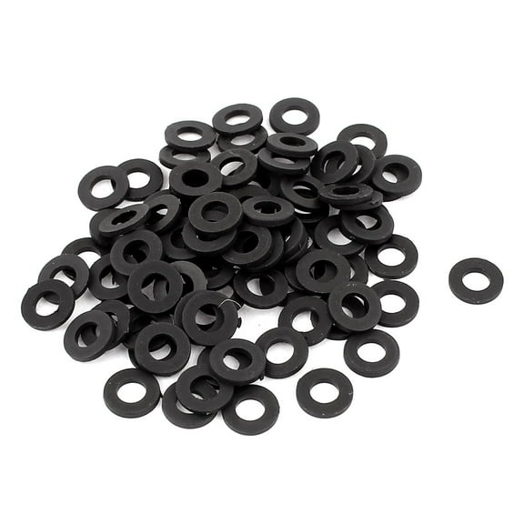 100Pcs Round Insulation Nylon Flat Spacer Washer Gasket Ring 4 x 8 x 1mm Black