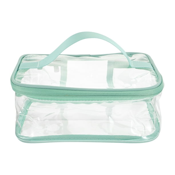 EeaseMX Bolsa de maquillaje grande transparente, bolsa de almacenamiento de cosméticos transparente para viajes en casa