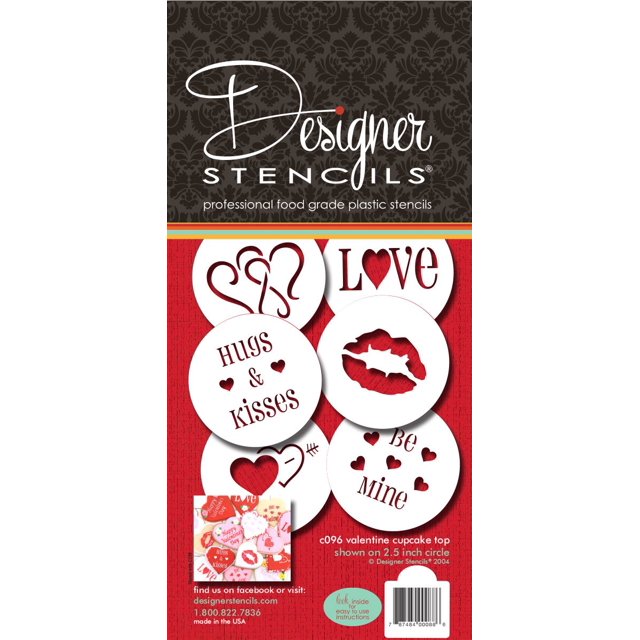 Designer Stencils Valentine Cupcake/Cookie Stencils Beige/Semi-Transparent