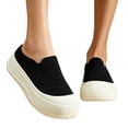 thumbnail image 4 of Viluyesy Women's Platform Sneakers Chunky Slip On Comfortable Breathable Knit Walking Shoes Non Slip Casual Flats Black Size 6.5, 4 of 8