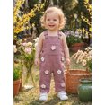 thumbnail image 4 of RUINIXCW Kids Girls Overalls, Sweet Embroidery Flower Corduroy Buckle Closure Pants, 4 of 7