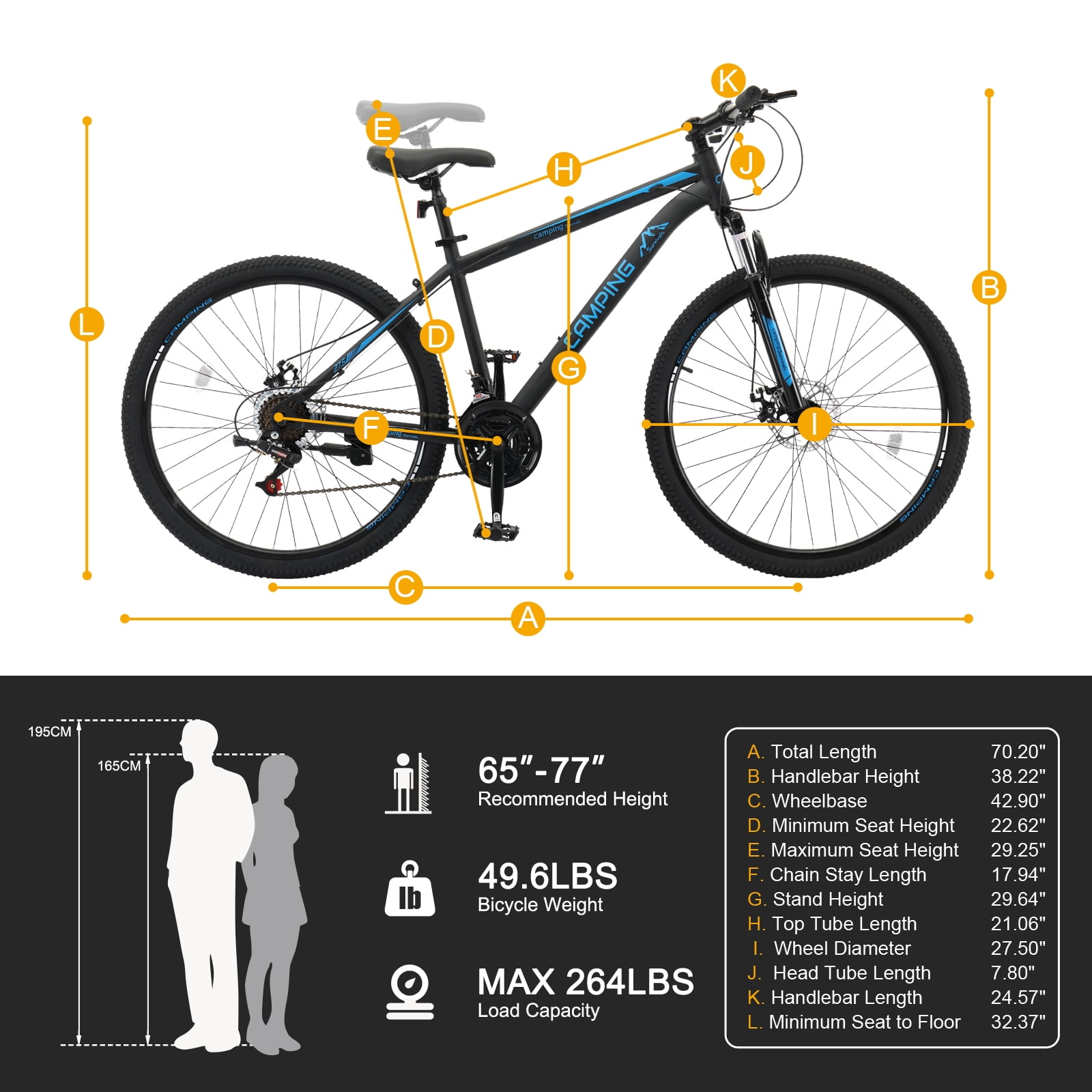 UBesGoo 27.5 inch Mountain Bike with 21-Speed, Dual Disc Brake, High-Carbon Steel MTB Bicycle, Blue