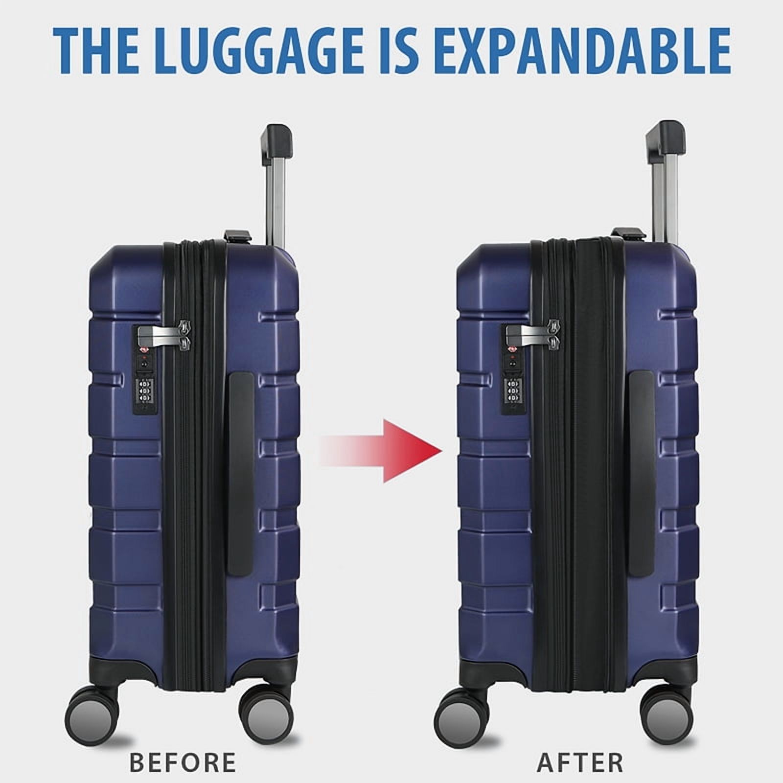 KROSER 20 Inch Hardside Expandable Carry On Luggage, Navy