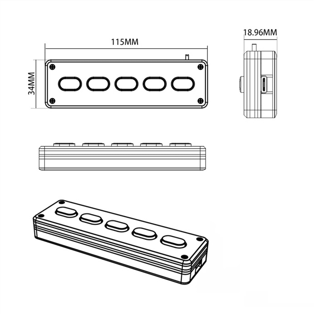 5 Keys Custom Keypad Macro Programmable Bluetooth Keyboard Copy Paste Rgb Button Gaming Mechanical Keyboard White,1 x Mini Keyboard 1 x USB cable,White