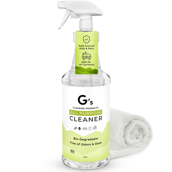 G's Cleaning Biodegradable All Purpose Cleaner – 32 oz Non-Toxic Natural Cleaning Spray – Multipurpose Cleaner Spray for Multi Surface, Kitchen, Counter Top, Furniture, Floor, Home and Household