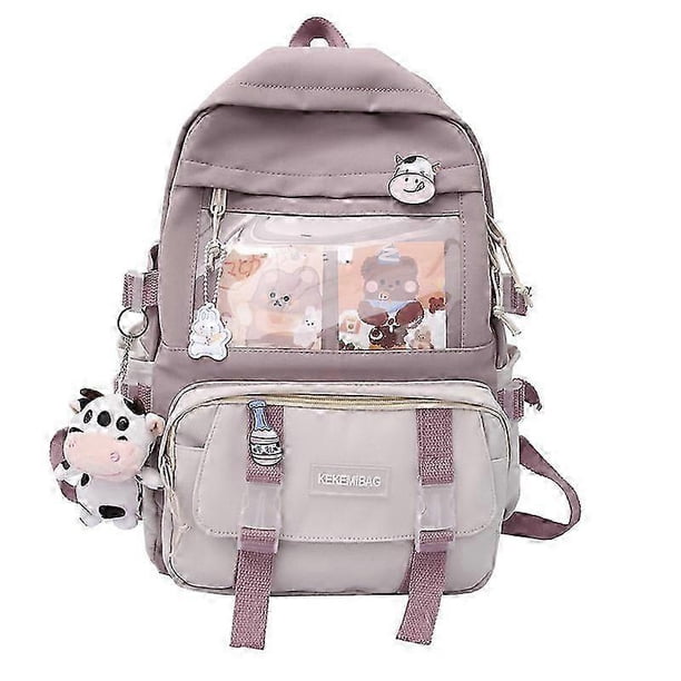 Mochila Kawaii, Mochila estética adorable con pines y accesorios Kawaii, Mochila Kawaii para niñas, linda mochila japonesa