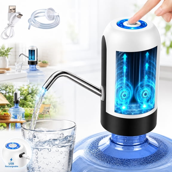 Rongsi Stainless Steel 5 gal Water Pump,USB Charging Automatic Water Dispenser, Portable Electric Drinking Water Jug Pump for Home, Kitchen, Living Room, Office, Camping
