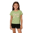 thumbnail image 4 of YAYUBA Toddler Girl Tops 5t Letter Graphic Printed Crew Neck Back To School Short Sleeve T Shirts Trendy Gentleman Tops Preppy Toddler Clothes for Girls, 10-11 Years, Green, 4 of 5