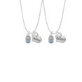 thumbnail image 2 of Delight Jewelry Silvertone Light Blue Baby Shoe with Crystal Strap Mother & Daughter Heart Necklaces (Set of 2), 19"+2", 2 of 4