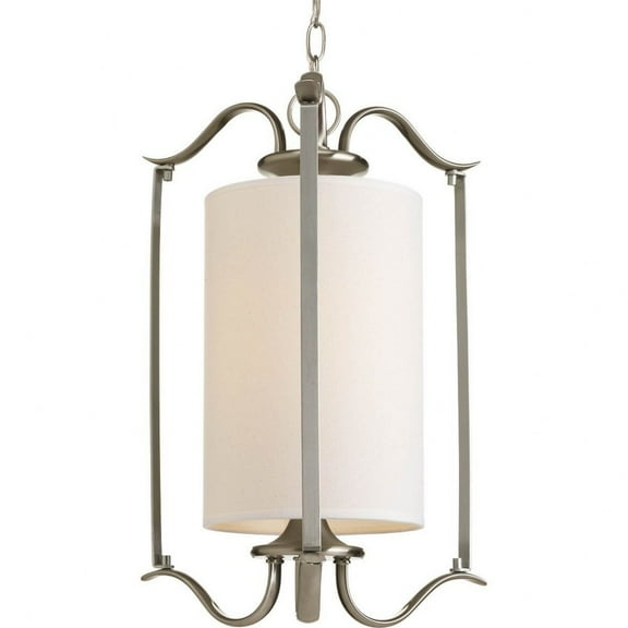 Progress Lighting, Inspire Collection, 1-Light Foyer Fixture, Brushed Nickel, Off-White Linen Shade
