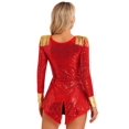thumbnail image 5 of iiniim Women's Ringmaster Circus Ring Leader Outfit Master Lion Tamer Fancy Dress Bodysuit Red 3XL, 5 of 7