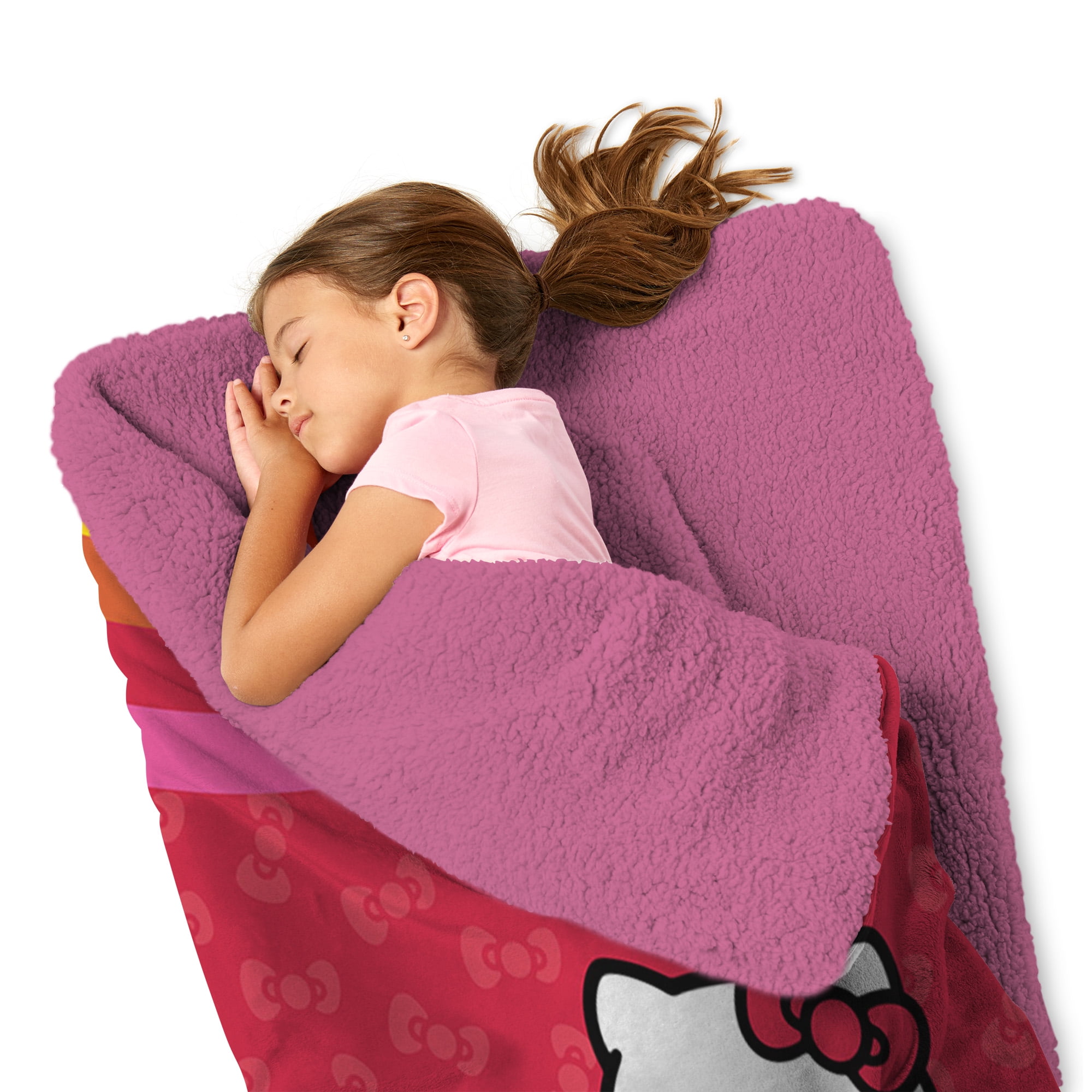 Hello Kitty Sanrio Pretty Rainbow Kids Slumber Bag, Silk Touch with Sherpa interior