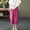 Red, variant on Vintage Aesthetic Women's Linen Harem Pants Slim Fit Solid Color 3/4 Length Casual Trousers With Lace Trim Women's Cropped Pants Red XXXL