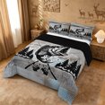 thumbnail image 2 of meiyoeat Vintage Bass Fishing Queen Comforter Set For Kids,Woodland Fish Print Comforter Sets Queen For Boys,Black Reversible,3-Piece, 2 of 7