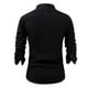 thumbnail image 3 of Blusa y camisa de manga larga con cuello vuelto para hombre, blusa holgada de poliéster con botones sólidos y cuello vuelto para hombre., 3 of 3