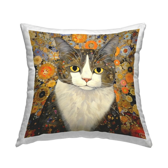 Stupell Industries Geometric Collaged Cat Decorative Printed Throw Pillow Design by RB