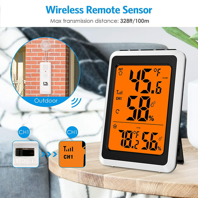Home Weather Station & Indoor Outdoor Thermometer with Wireless Remote  Sensor
