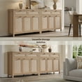 thumbnail image 6 of SICOTAS 43.5"W Farmhouse Sideboard Set of 2 with 3 Rattan Doors & 2 Large Drawers – Boho Storage Cabinet with Adjustable Shelves & Anti-Tip Kit for Living Room, Entryway, Kitchen,Light Oak, 6 of 10