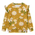 thumbnail image 4 of Uorisanigo Girl Long Sleeve Sweatshirt Ruffle Shoulder Daisy Yellow Pullover Tops Casual Long Sleeve Shirts Age 1-8 Kids Oversized Sweatshirts Crewneck Blouse, 4 of 7