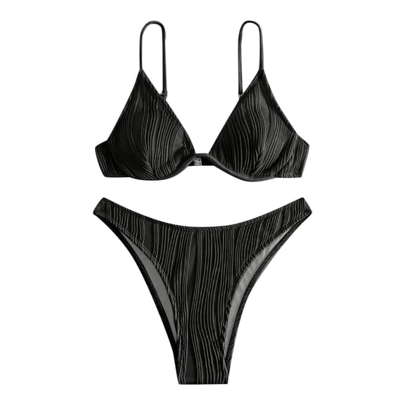 RUTAYY Women's Bikini Sets Solid Color Swimwear High Waist Tankini with Bottom Summer Swim Suit 2 Piece Beach Sport Swimsuit
